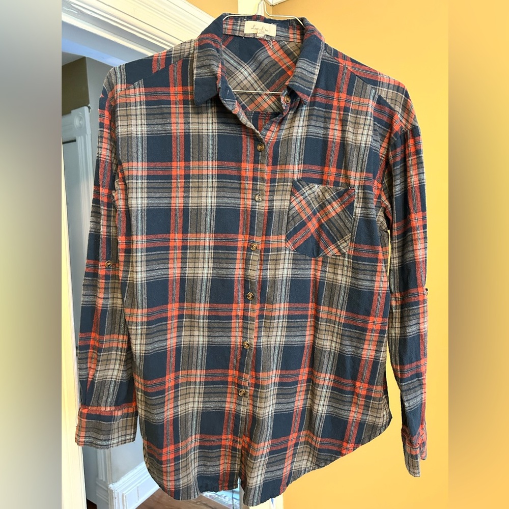 Plaid button down shirt, size Large